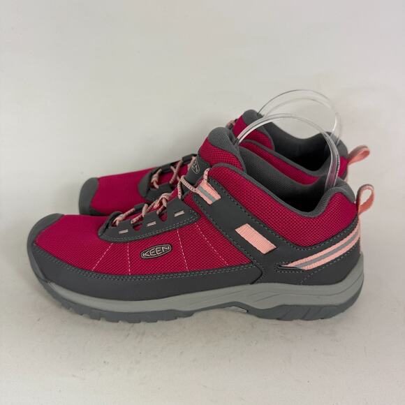 KEEN Targhee Sport Vented Hiking Shoe Kid's 7 Red Gray Mesh Lace-Up Outdoor - Picture 5 of 10